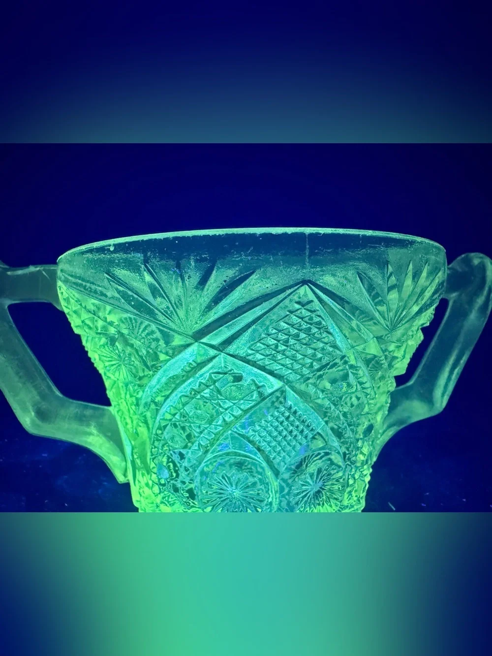 Vintage “Glow Glass” Pressed Glass Double-Handled Sugar Bowl - Decorative Accent